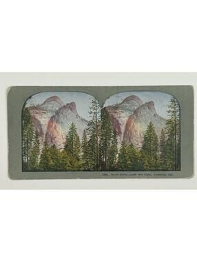 Antique 1208 North Dome Yosemite California Stereoview Lithograph Card  L-1